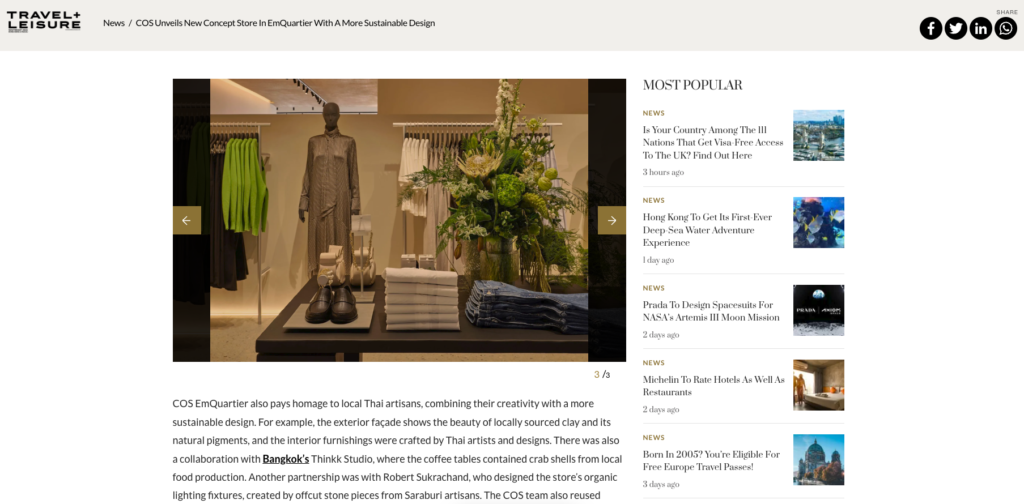 TRAVEL + LEISURE - COS EMQUARTIER
